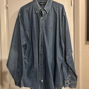 Ralph Lauren Blue Denim Casual Button Down Shirt